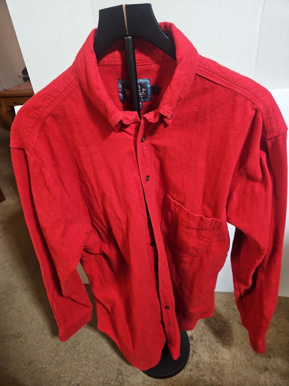 Woolrich Mens Solid Red Button Down Shirt L